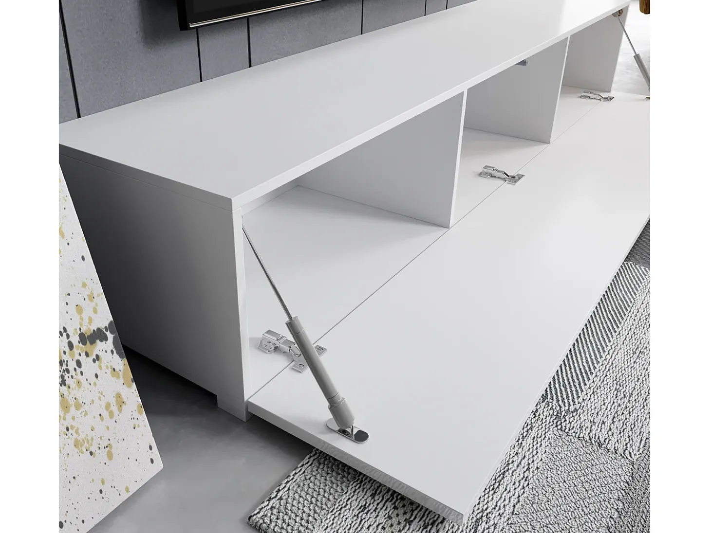Mueble TV para Salón comedor en Blanco 180x40x30cm Aitana M2