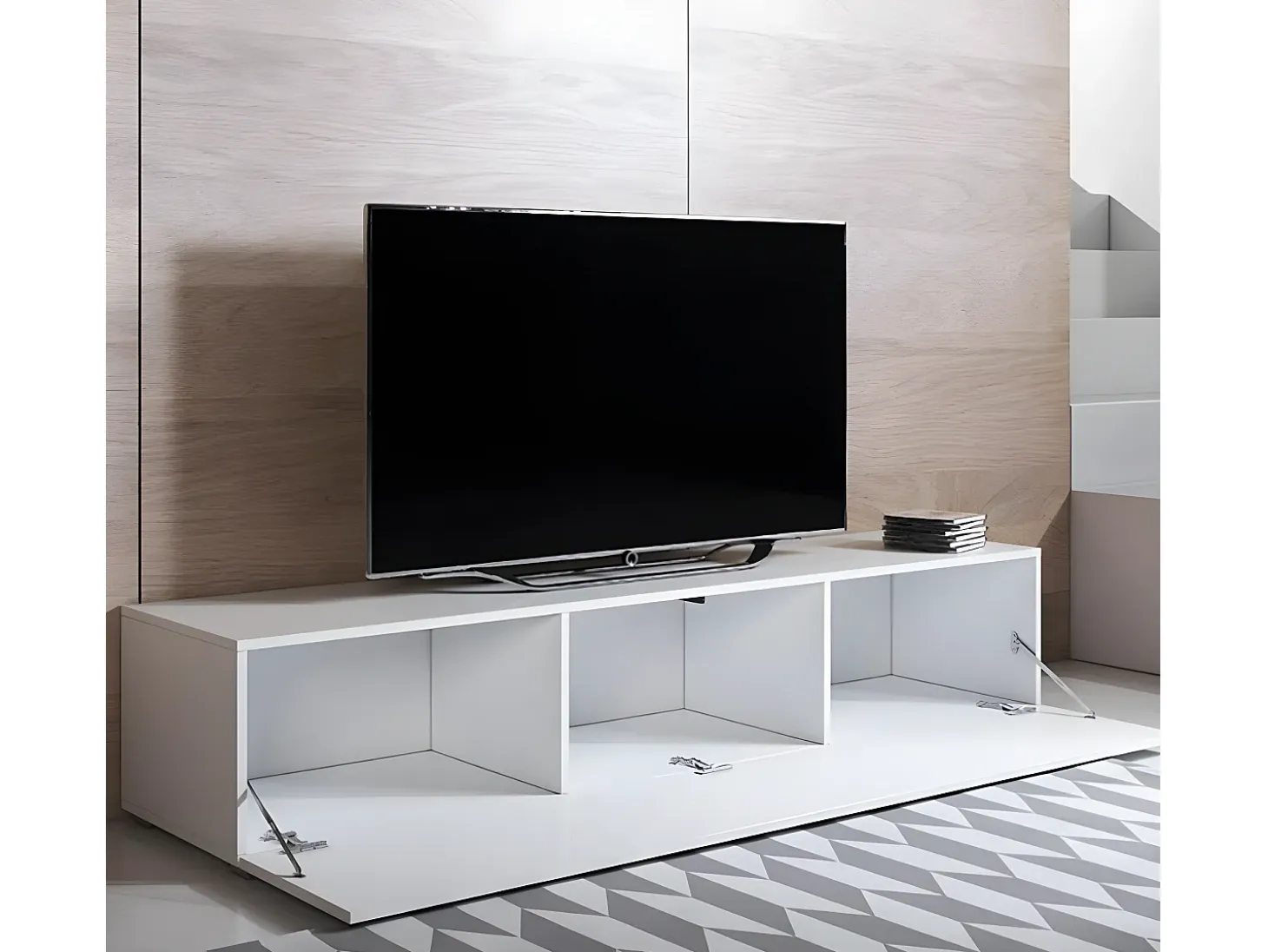Mueble TV para Salón comedor en Blanco 160x40x32cm Luke H2