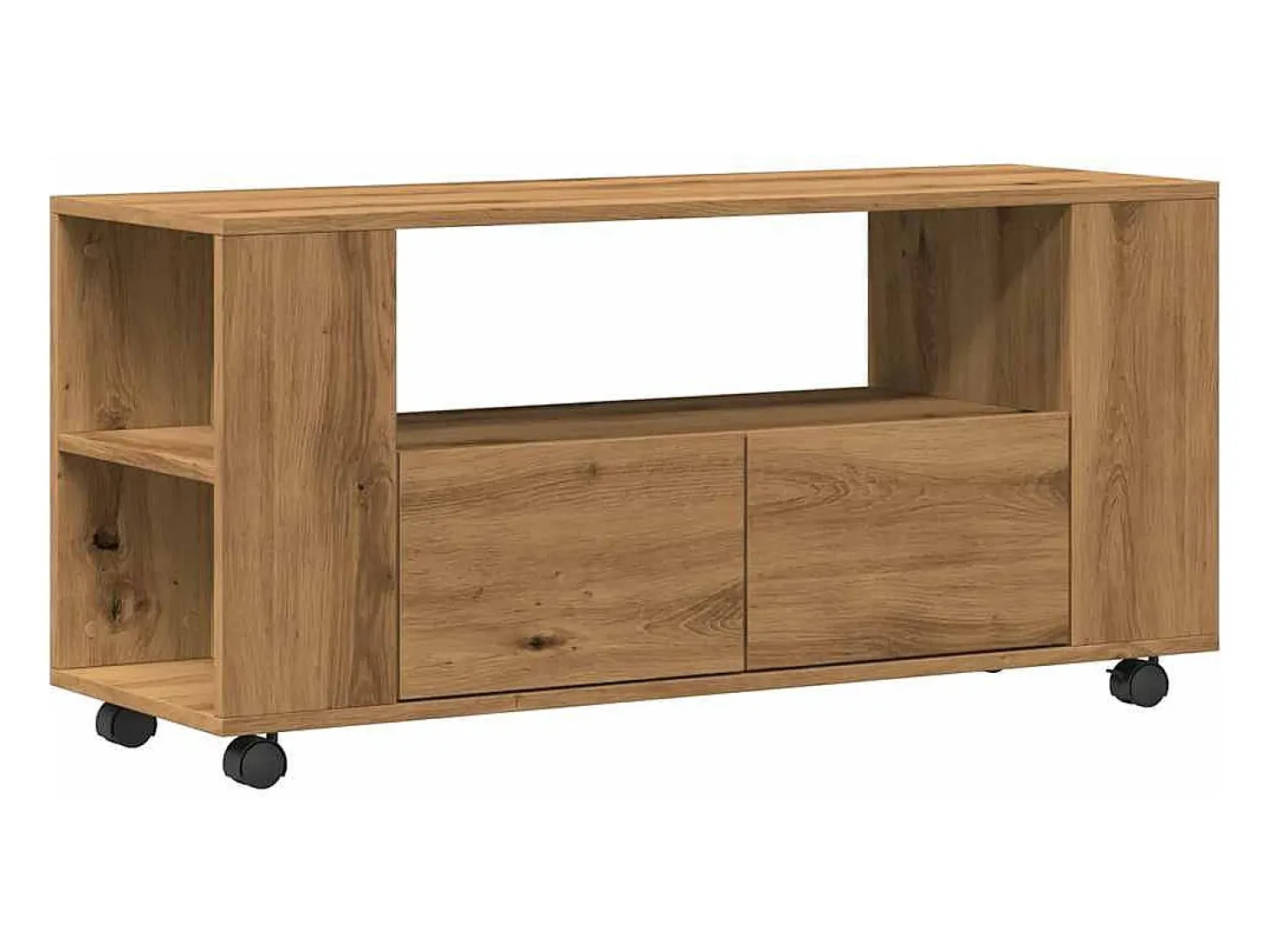 Mueble TV ruedas madera ingeniería roble artisan 102x34,5x43cm