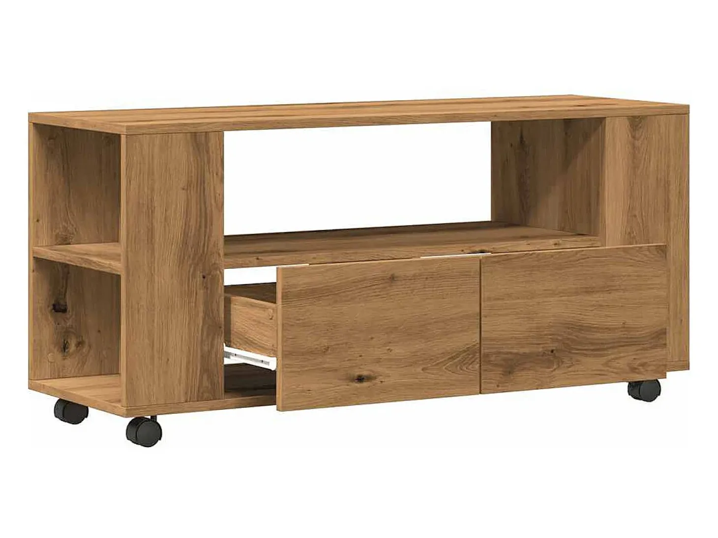 Mueble TV ruedas madera ingeniería roble artisan 102x34,5x43cm