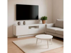Mueble TV Sami para Salón 1 Cajón, 2 Puertas, Hueco Blanco 150x42x37cm
