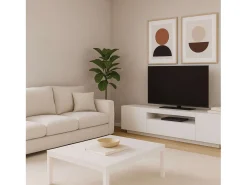 Mueble TV Sami Salón Contemporáneo Blanco 1C 2P 1 Hueco 200x42x37cm