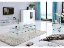 Mueble TV STILEOS - 1 hueco - Cristal templado curvo 12 mm