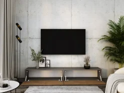 Mueble TV suspendido, (2 x 100) x 34 x 32 cm, Antracita / Roble Lancelot
