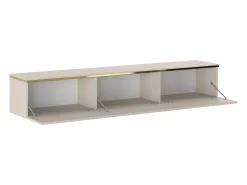 Mueble TV suspendido con 3 puertas - Beige y dorado - VUKIA