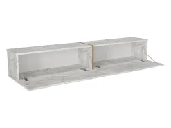Mueble TV suspendido con 2 puertas - Efecto mármol blanco - DINOMA