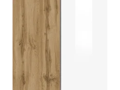 Mueble TV suspendido Iseo con 2 puertas y 1 puerta abatible blanco brillo y roble 200x35x30 cm