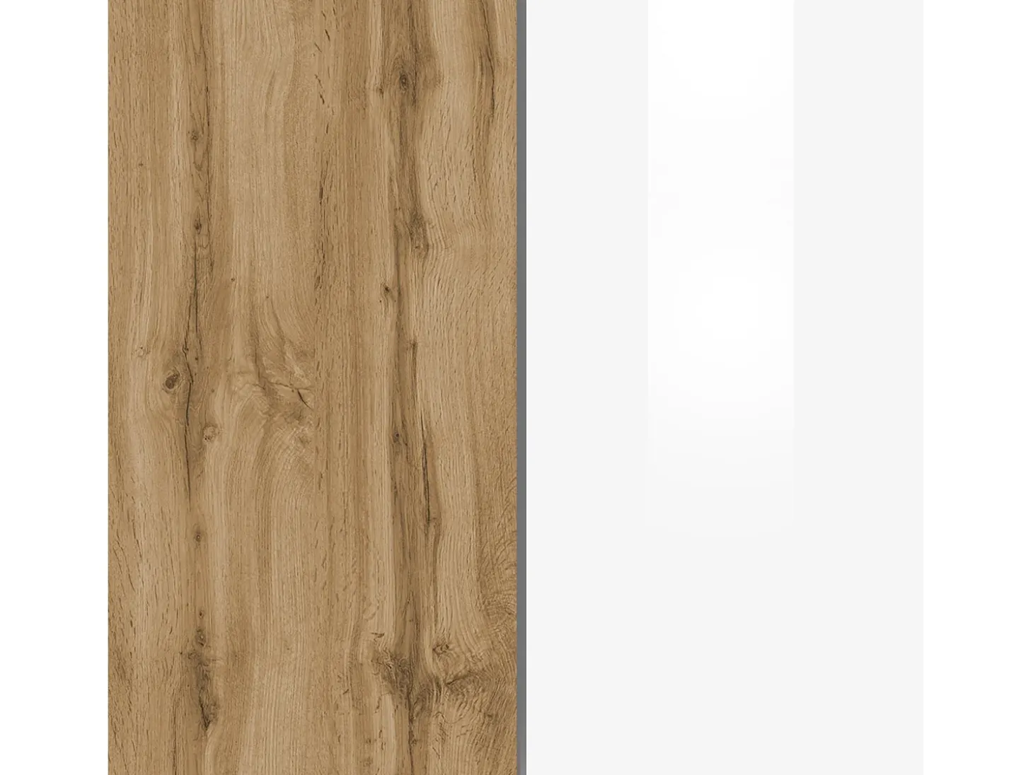 Mueble TV suspendido Iseo con 2 puertas y 1 puerta abatible blanco brillo y roble 200x35x30 cm