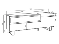 Mueble TV, Televisión, 150x35x57cm, Para TV hasta 65