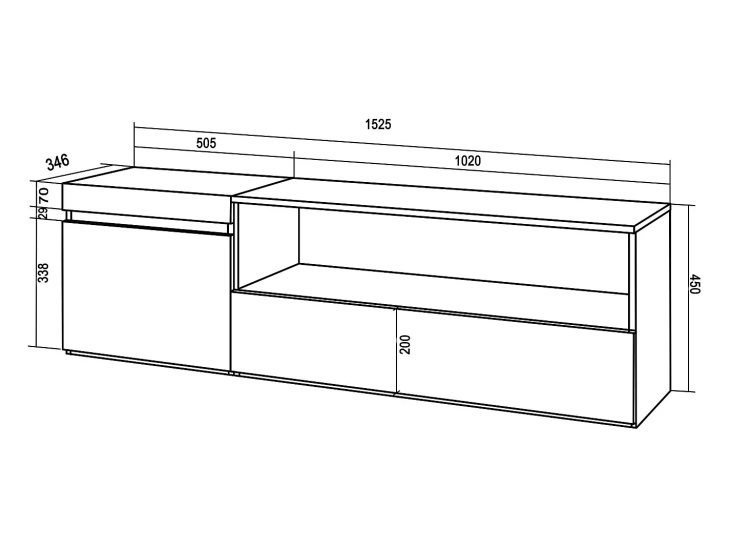 Mueble TV, Televisión, 150x35x45cm, Para TV hasta 65", Colgado, Suspendido, Roble y negro