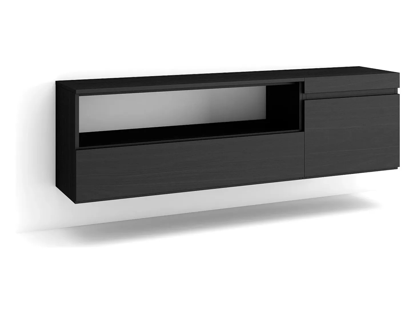 Mueble TV, Televisión, 150x35x45cm, Para TV hasta 65", Colgado, Suspendido, Negro