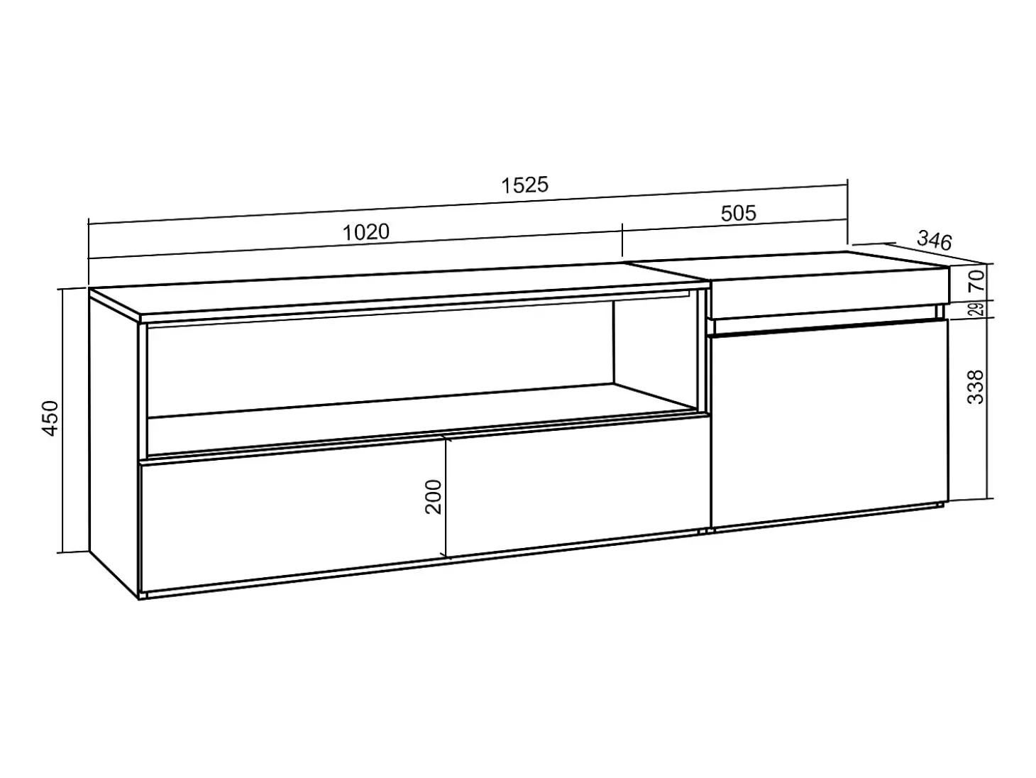 Mueble TV, Televisión, 150x35x45cm, Para TV hasta 65", Colgado, Suspendido, Negro