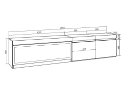 Mueble TV, Televisión, 208x35x45cm, Para TV hasta 80