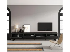 Mueble TV, Televisión, 320x35x57cm, Para TV gran formato, Diseño industrial, Negro