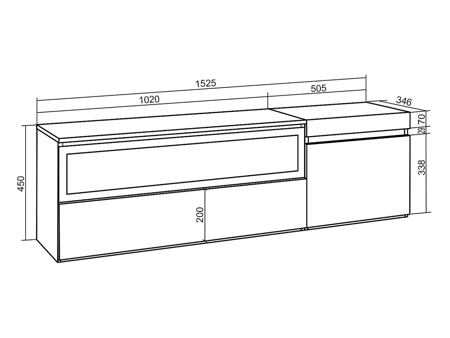 Mueble TV, Televisión, 150x35x45cm, Para TV hasta 65", Chimenea eléctrica, Negro