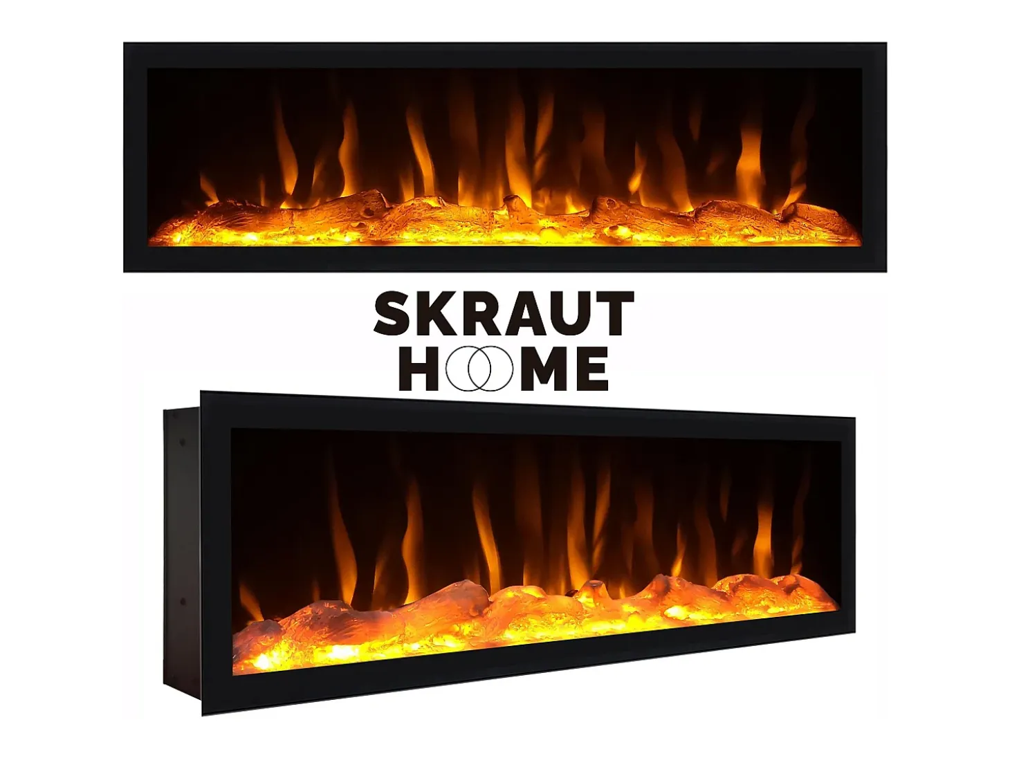 Mueble TV, Televisión, 208x35x45cm, Para TV hasta 80", Chimenea eléctrica XXL, Colgado, Suspendido, Roble y negro