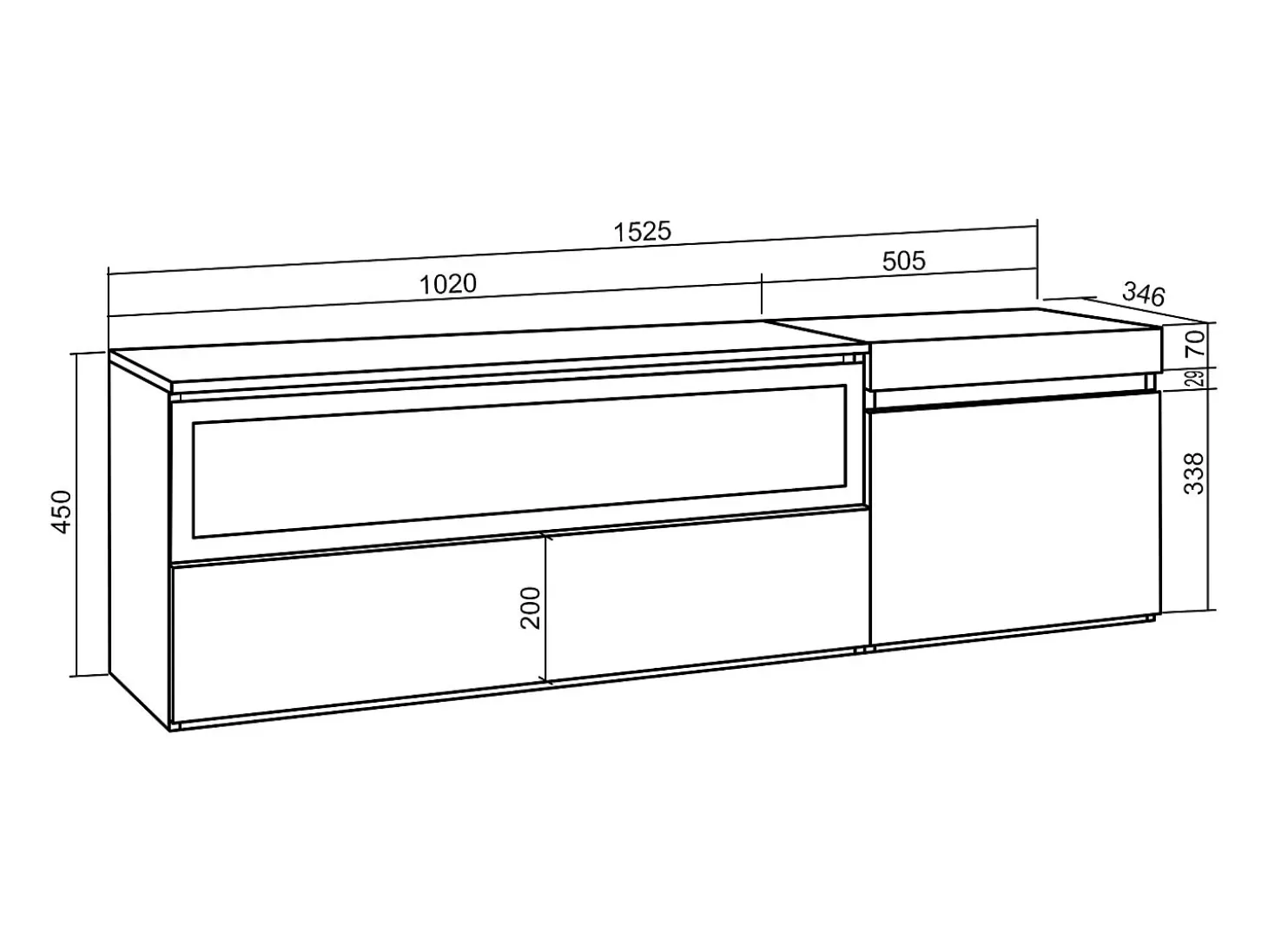 Mueble TV, Televisión, 150x35x45cm, Para TV hasta 65", Chimenea eléctrica, Colgado, Suspendido, Blanco y negro