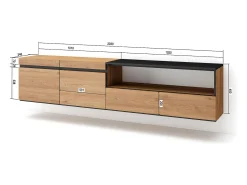 Mueble TV, Televisión, 200x35x45cm, Para TV hasta 80