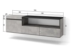 Mueble TV, Televisión, 150x35x45cm, Para TV hasta 65", Colgado, Suspendido, Cemento