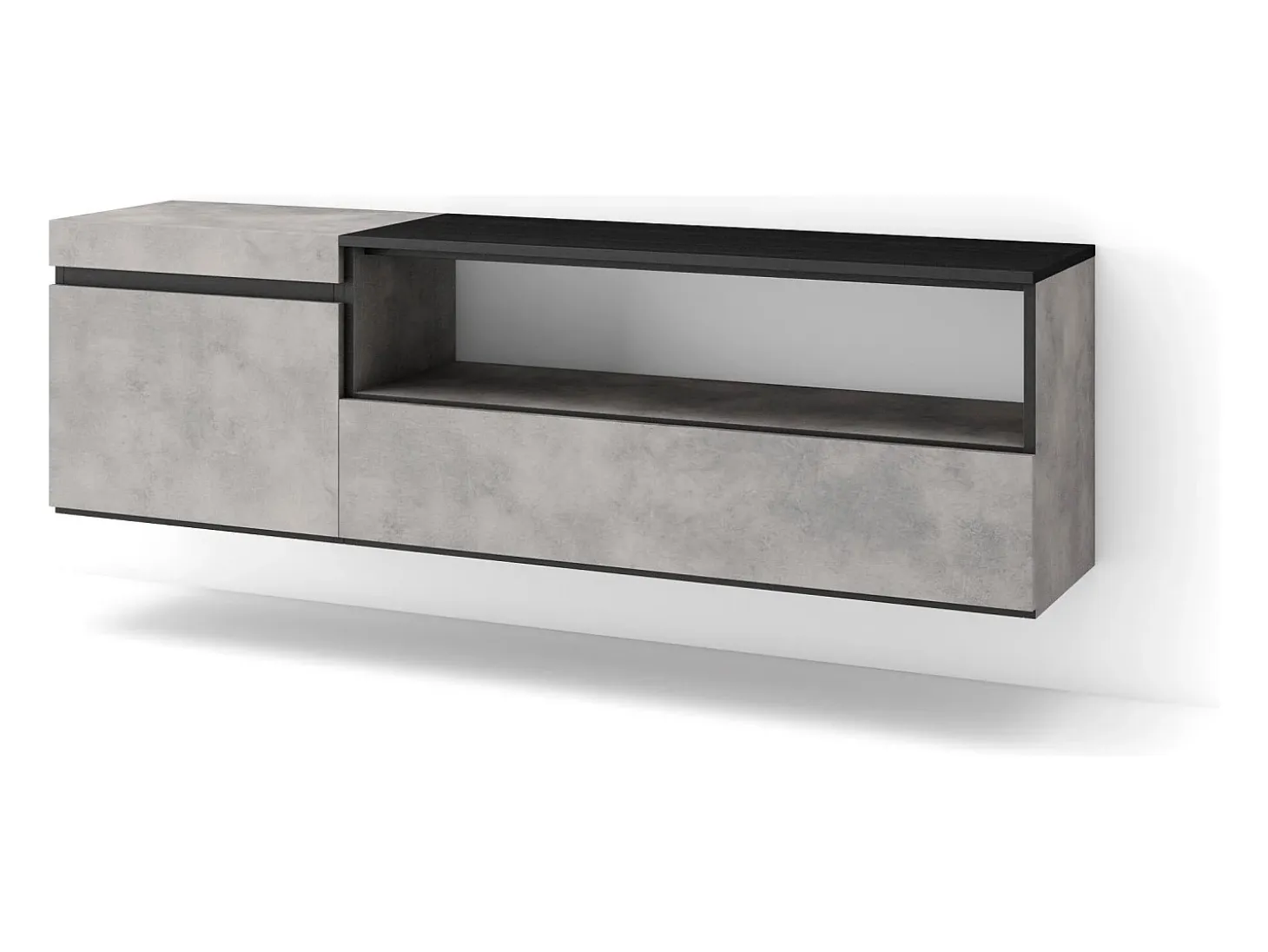 Mueble TV, Televisión, 150x35x45cm, Para TV hasta 65", Colgado, Suspendido, Cemento