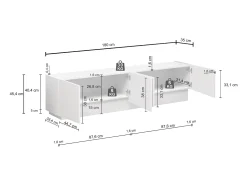 Mueble TV Vela con 4 puertas en color blanco brillo 180x35x45,4 cm
