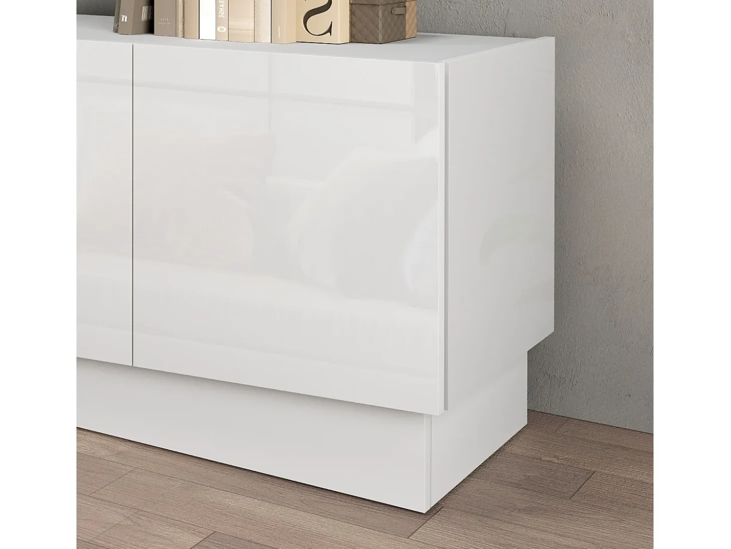 Mueble TV Vela con 4 puertas en color blanco brillo 180x35x45,4 cm