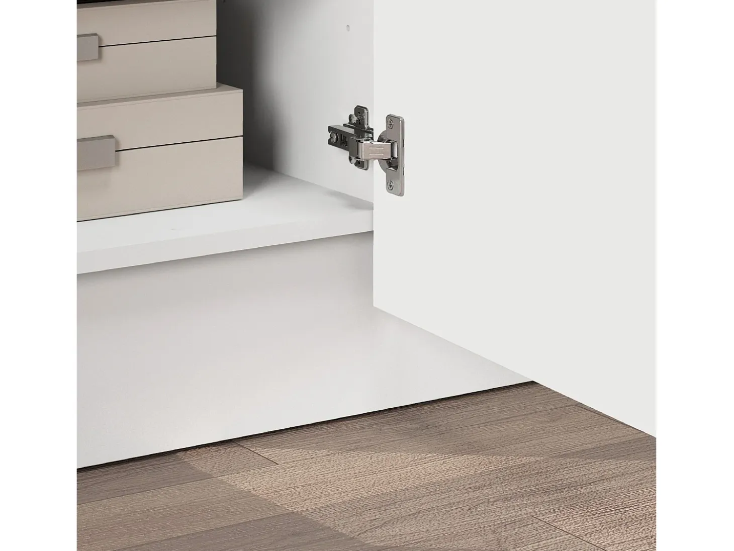 Mueble TV Vela con 4 puertas en color blanco brillo 180x35x45,4 cm