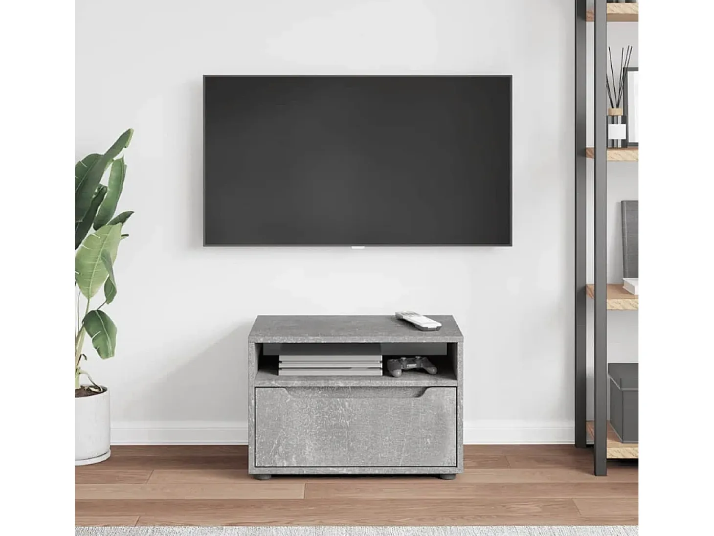 Mueble TV VISNES gris hormigón 60x40x38 cm madera ingeniería