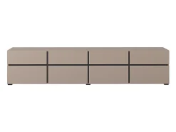 Mueble TV XL en colores beige y negro 225cm colección HAVANA. Mueble de diseño con 4 puertas y 4 cajones.