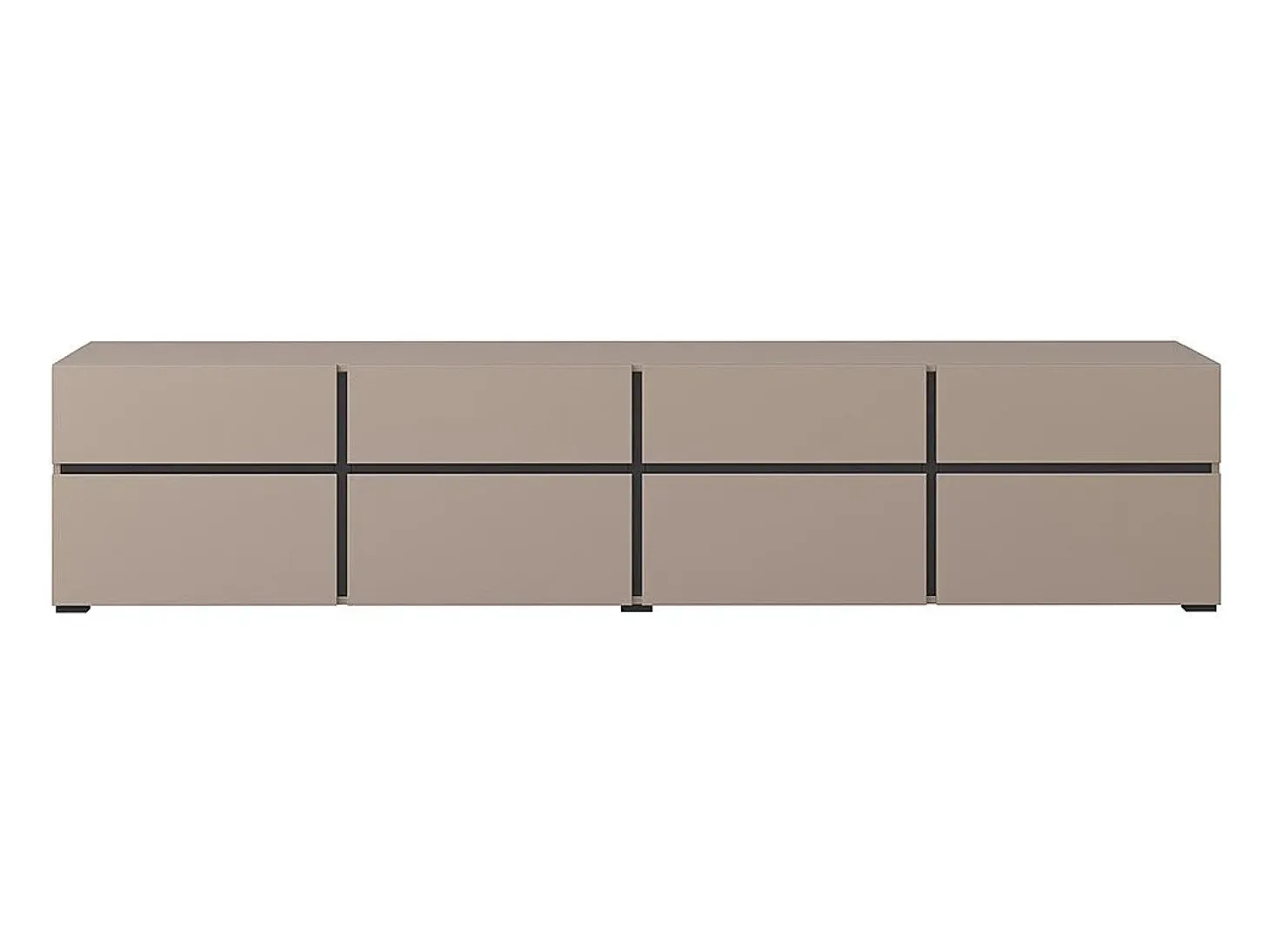 Mueble TV XL en colores beige y negro 225cm colección HAVANA. Mueble de diseño con 4 puertas y 4 cajones.