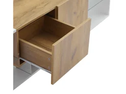 Mueble TV 160x40x42 cm - con 2 cajones - compatible con televisores de hasta 70 pulgadas - blanco/natural