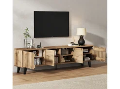 Mueble TV 180x40x55 cm - con 4 puertas - Estilo escandinavo - Natural