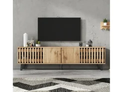 Mueble TV 180x40x55 cm - con 4 puertas - Estilo escandinavo - Natural
