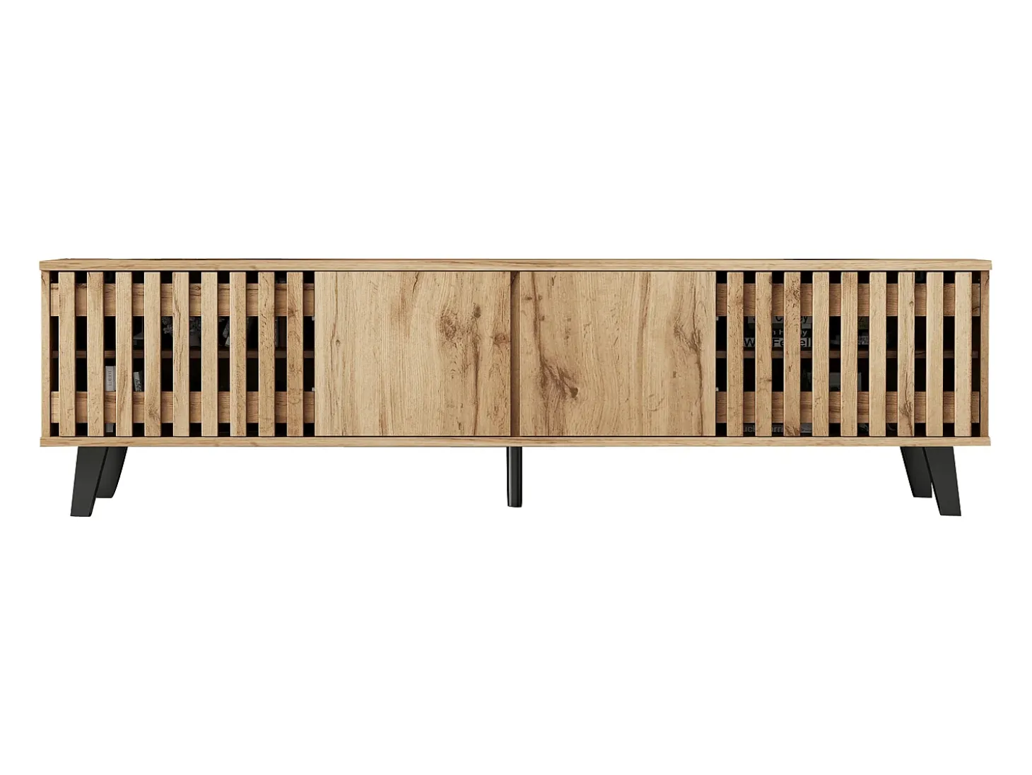 Mueble TV 180x40x55 cm - con 4 puertas - Estilo escandinavo - Natural