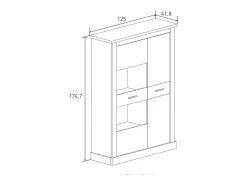 Mueble Vitrina 2 Puertas - Armario Auxiliar Comedor - Acabado Color Cambria y Blanco - Medidas: Ancho: 125 cm x Fondo: 41,8 cm x Alto: 174,7 cm