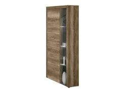 Mueble Vitrina Con Luces Led - Armario Auxiliar Comedor - Acabado Color Cañón - Medidas: Ancho: 95 cm x Fondo: 34,6 cm x Alto: 212 cm