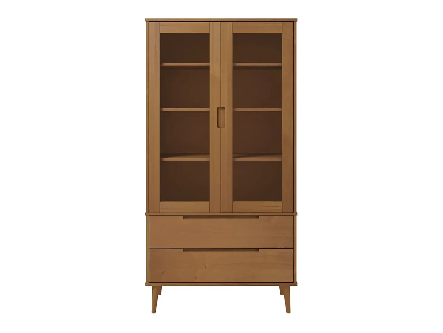 Mueble vitrina MOLDE madera maciza de pino marrón 90x35x175 cm
