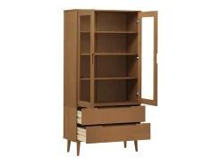 Mueble vitrina MOLDE madera maciza de pino marrón 90x35x175 cm