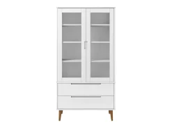 Mueble vitrina MOLDE madera maciza de pino blanco 90x35x175 cm