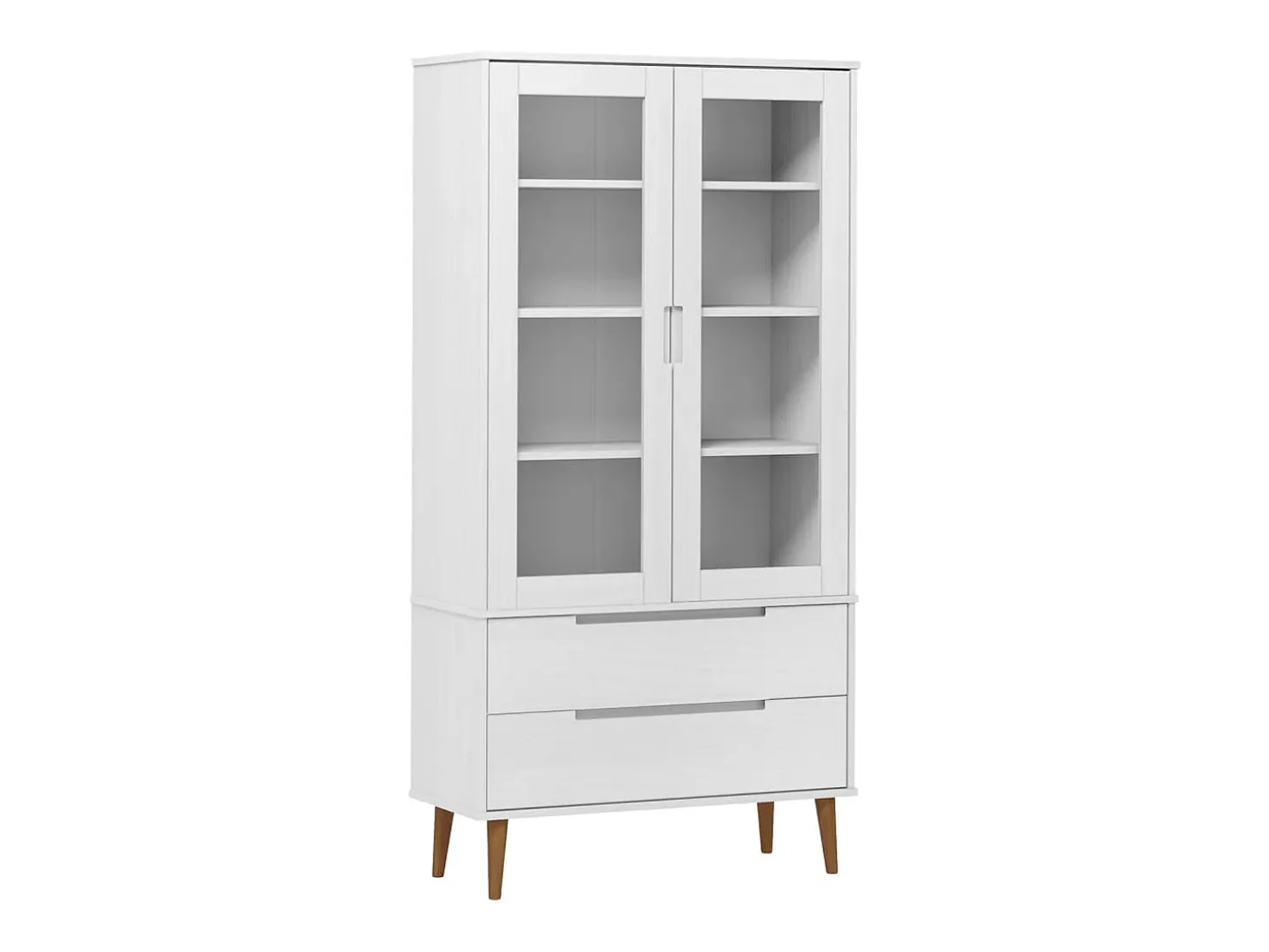 Mueble vitrina MOLDE madera maciza de pino blanco 90x35x175 cm