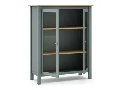 Mueble vitrina para comedor modelo Miguel 2 puertas acabado verde kaki/roble, 40cm(fondo)