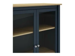 Mueble vitrina para comedor modelo Miguel 2 puertas acabado azul/roble, 40cm(fondo) 110cm(