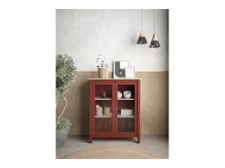 Mueble vitrina para comedor modelo Miguel 2 puertas acabado burdeos/roble, 40cm(fondo) 110
