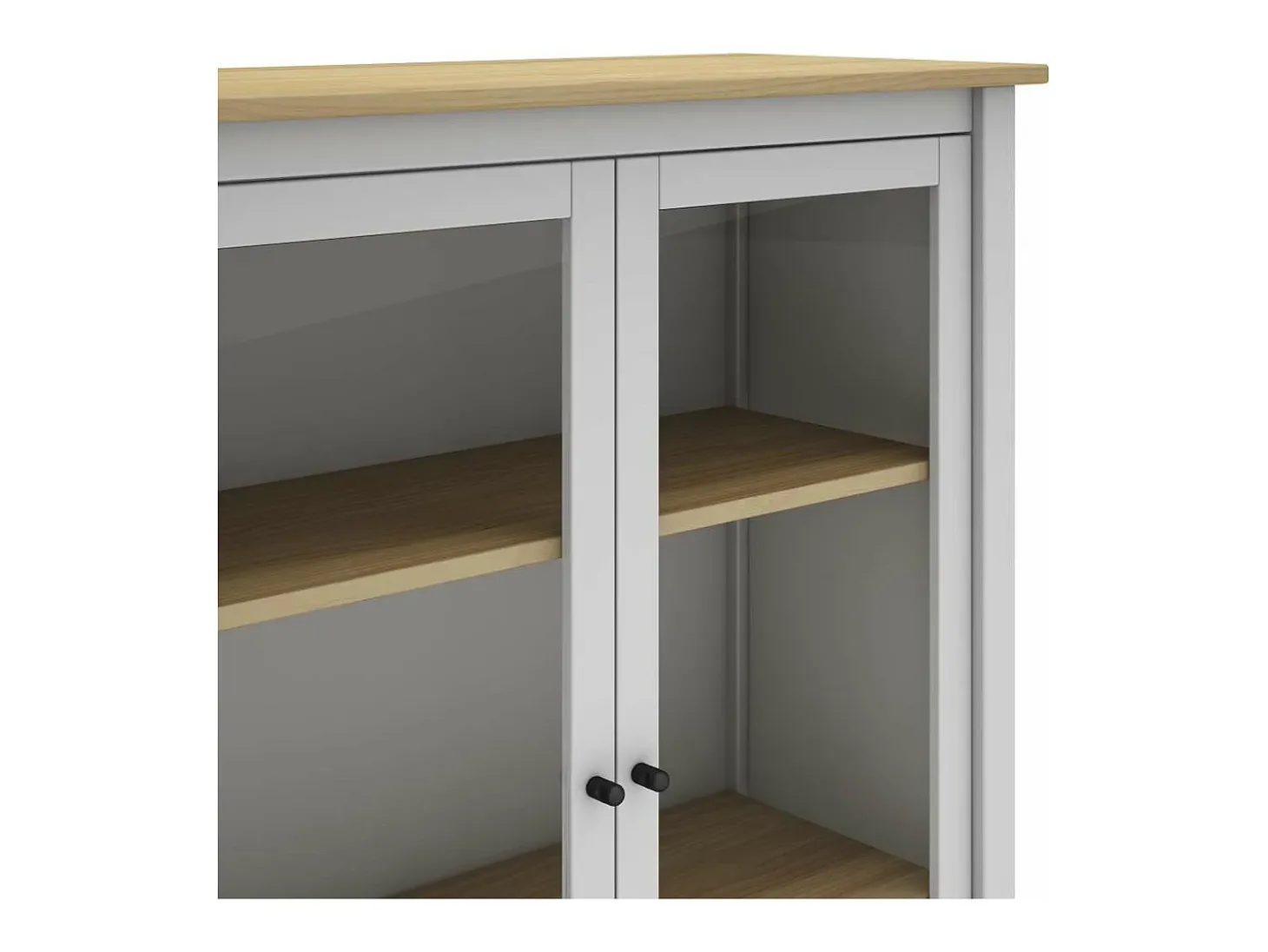 Mueble vitrina para comedor modelo Miguel 2 puertas acabado blanco/roble, 40cm(fondo) 110c