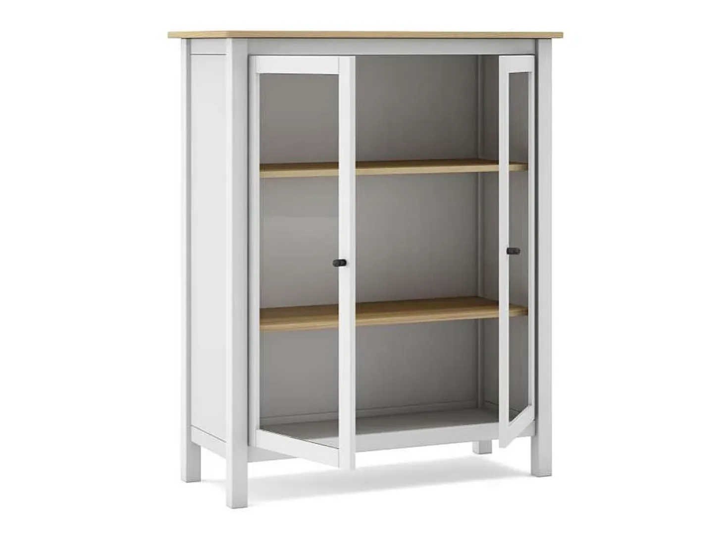 Mueble vitrina para comedor modelo Miguel 2 puertas acabado blanco/roble, 40cm(fondo) 110c