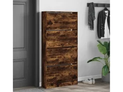 Mueble zapatero 4 cajones abatibles roble ahumado 80x21x163,5cm ES455197