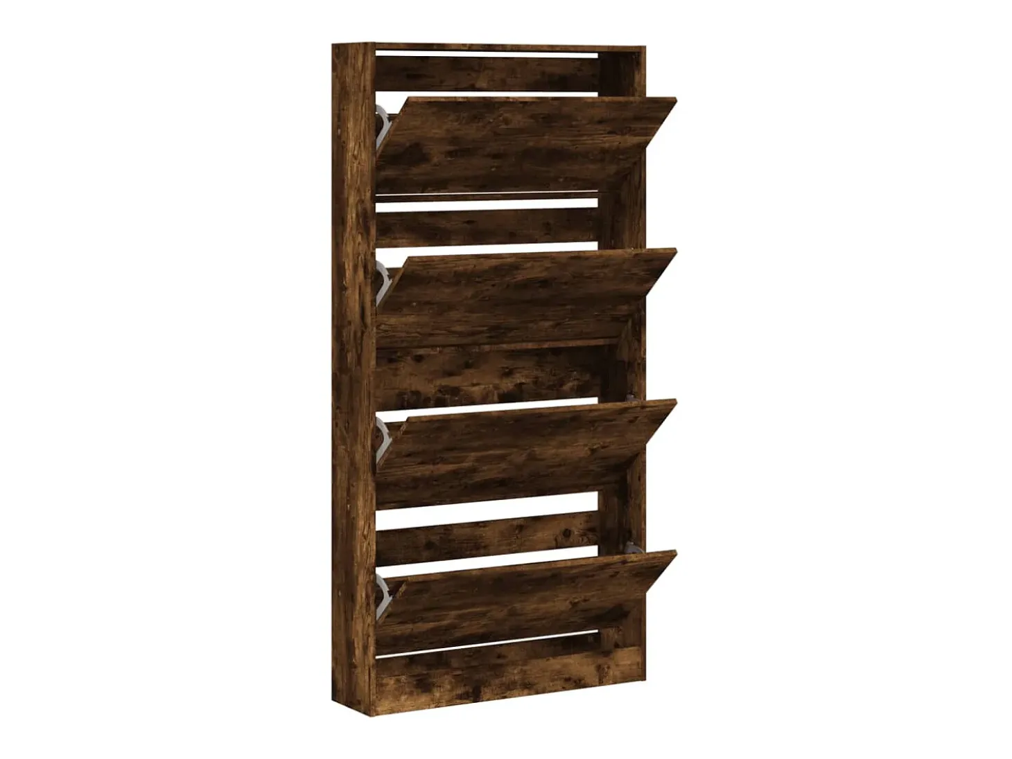 Mueble zapatero 4 cajones abatibles roble ahumado 80x21x163,5cm ES455197