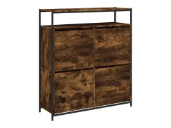Mueble zapatero 4 cajones abatibles roble ahumado 100x34x112 cm ES562149