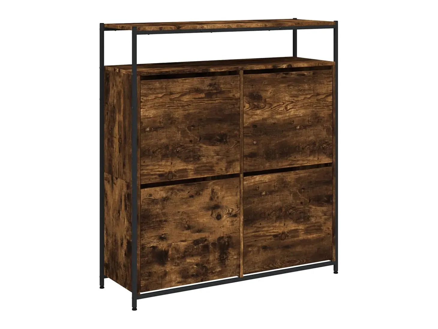 Mueble zapatero 4 cajones abatibles roble ahumado 100x34x112 cm ES562149