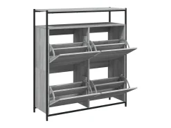 Mueble zapatero 4 cajones abatibles gris Sonoma 100x34x112 cm ES946634
